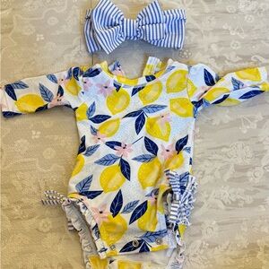 Ruffle Butts Lemon and Floral Baby Outfit